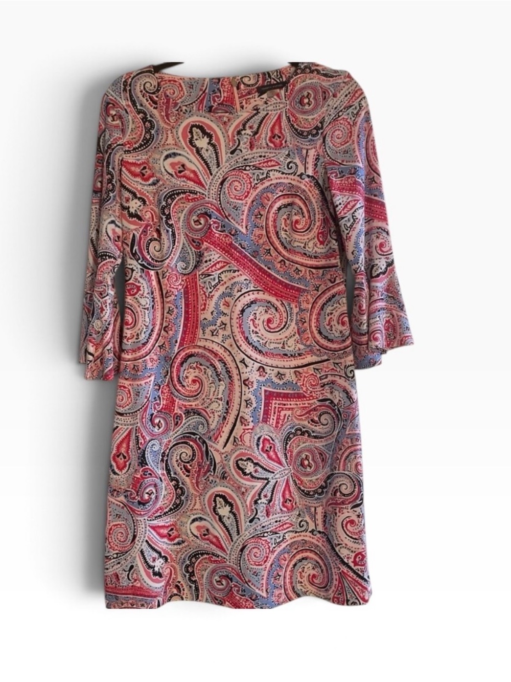 Ralph Lauren Pink and Blue Paisley Midi Shift Dress